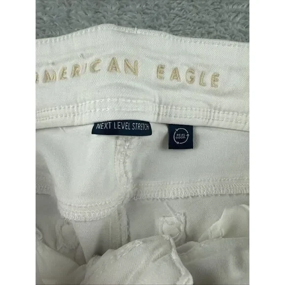 American Eagle Next Level Stretch White Low Rise Kick Boot Jeans Women's 10S - Picture 5 of 9